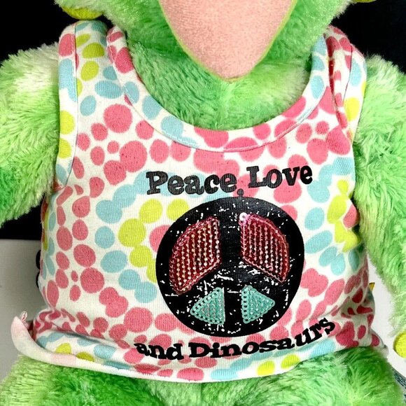 Build A Bear Green Triceratops Dinosaur 18" Plush with Sequins and Dot Tank - Picture 4 of 11